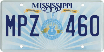 MS license plate MPZ460
