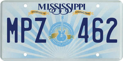MS license plate MPZ462