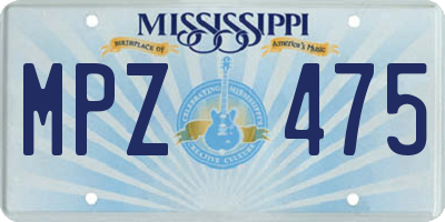 MS license plate MPZ475