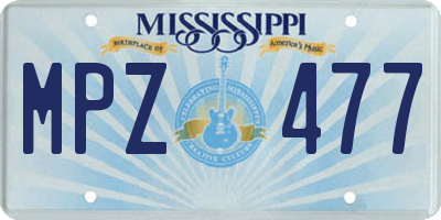 MS license plate MPZ477