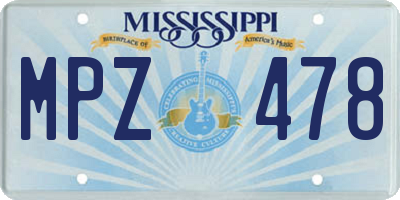 MS license plate MPZ478