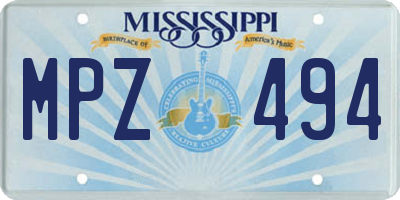 MS license plate MPZ494