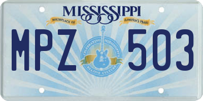 MS license plate MPZ503