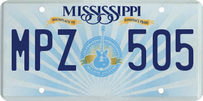 MS license plate MPZ505