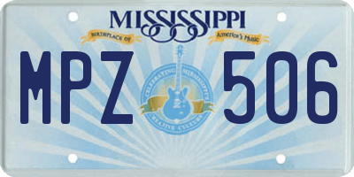 MS license plate MPZ506