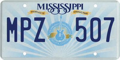 MS license plate MPZ507