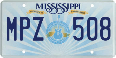 MS license plate MPZ508