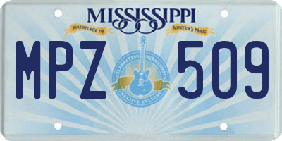 MS license plate MPZ509