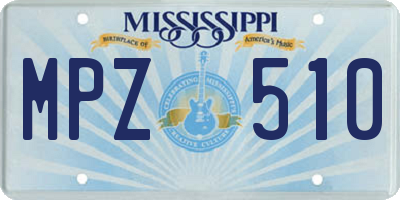 MS license plate MPZ510