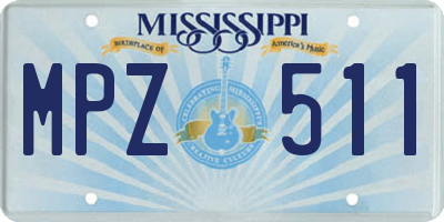 MS license plate MPZ511