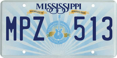 MS license plate MPZ513