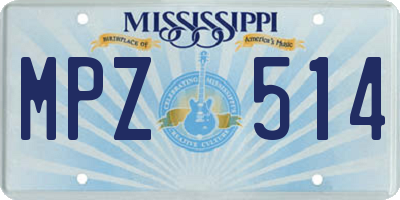 MS license plate MPZ514