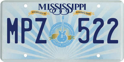 MS license plate MPZ522