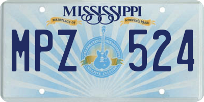 MS license plate MPZ524