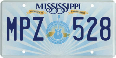MS license plate MPZ528