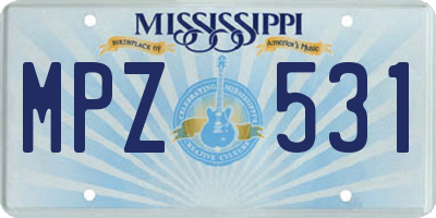 MS license plate MPZ531