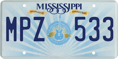 MS license plate MPZ533
