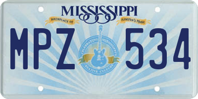 MS license plate MPZ534