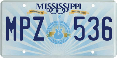 MS license plate MPZ536