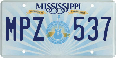 MS license plate MPZ537