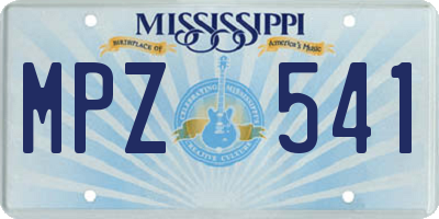 MS license plate MPZ541