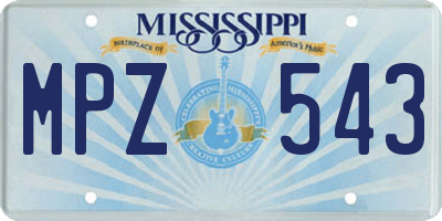 MS license plate MPZ543