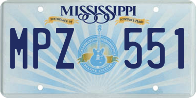 MS license plate MPZ551