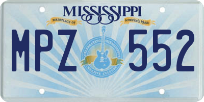 MS license plate MPZ552
