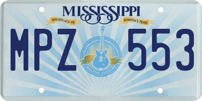 MS license plate MPZ553