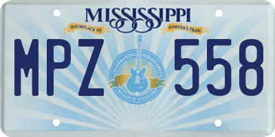 MS license plate MPZ558