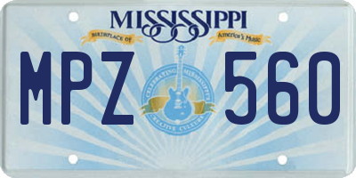 MS license plate MPZ560