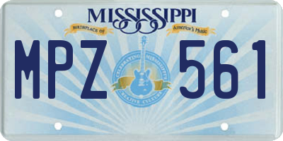MS license plate MPZ561