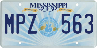 MS license plate MPZ563