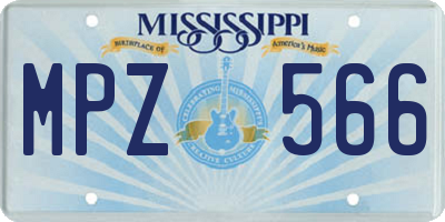 MS license plate MPZ566