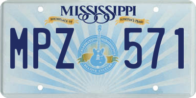 MS license plate MPZ571