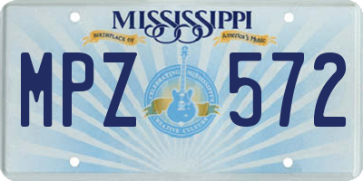 MS license plate MPZ572