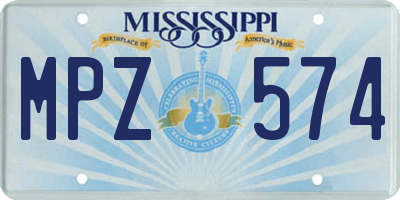 MS license plate MPZ574