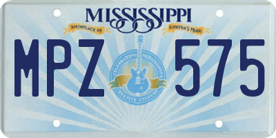 MS license plate MPZ575