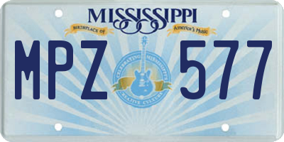 MS license plate MPZ577