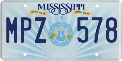 MS license plate MPZ578