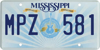 MS license plate MPZ581