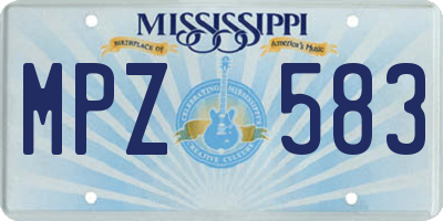 MS license plate MPZ583