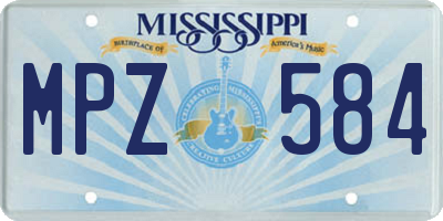 MS license plate MPZ584