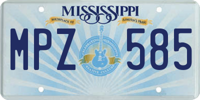 MS license plate MPZ585