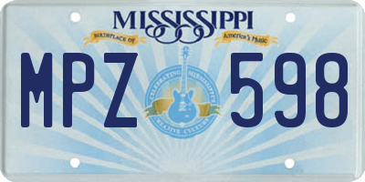 MS license plate MPZ598