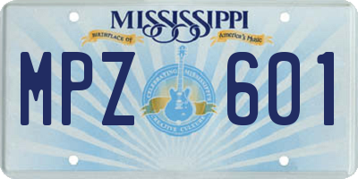 MS license plate MPZ601