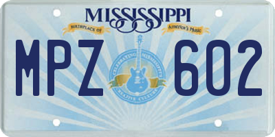 MS license plate MPZ602