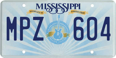 MS license plate MPZ604