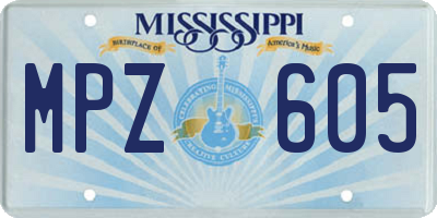 MS license plate MPZ605