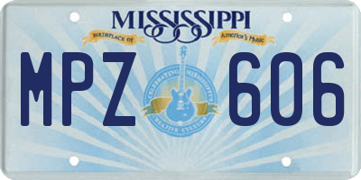 MS license plate MPZ606